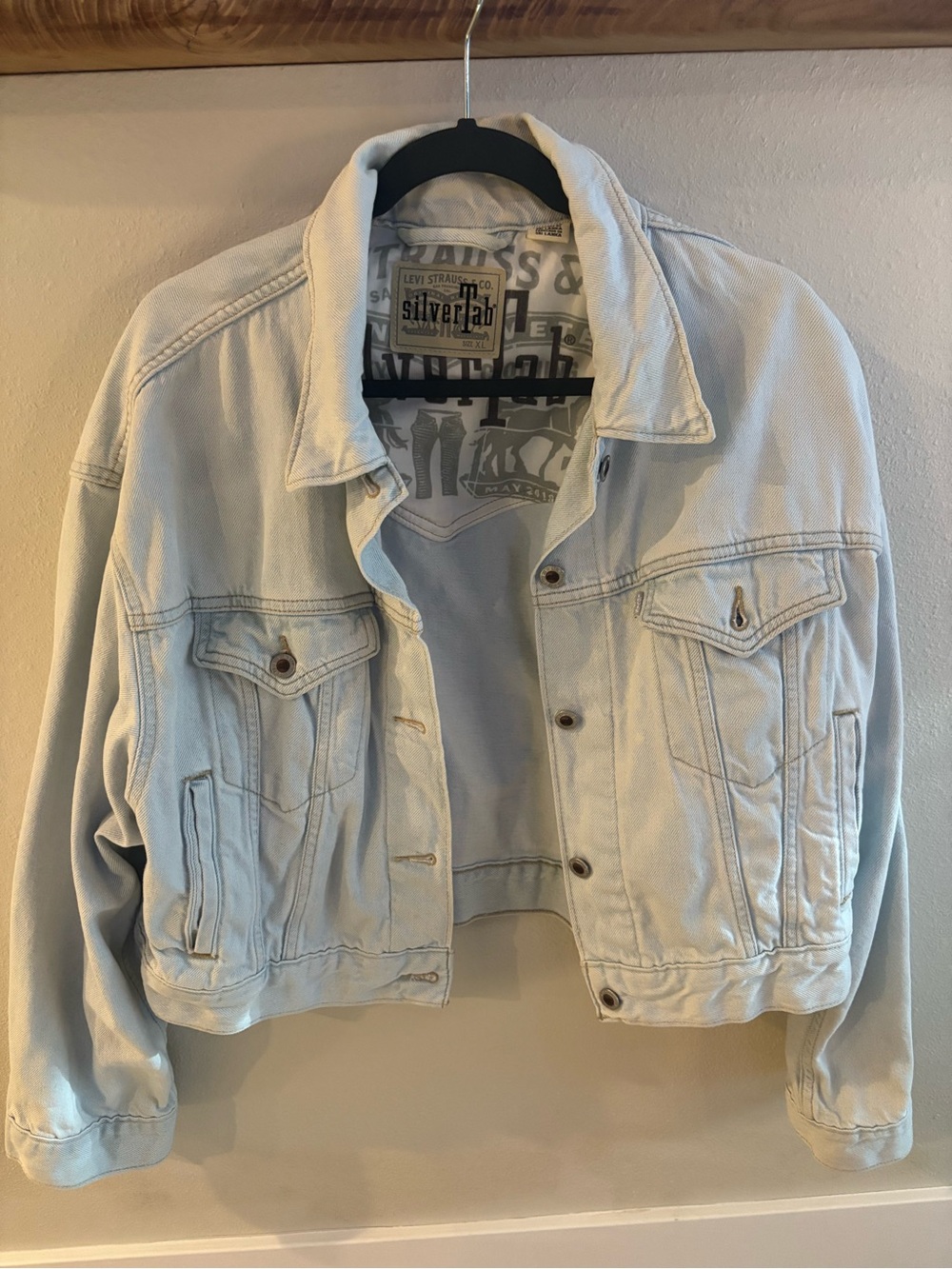 Levis Silver Tab Jeans Pale Blue Cropped Denim Jacket